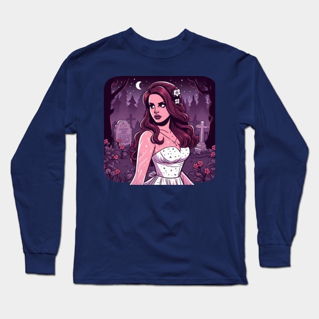 Lana Del Rey Calling From Beyond The Grave Long Sleeve T-Shirt by Tiger Mountain Design Co.